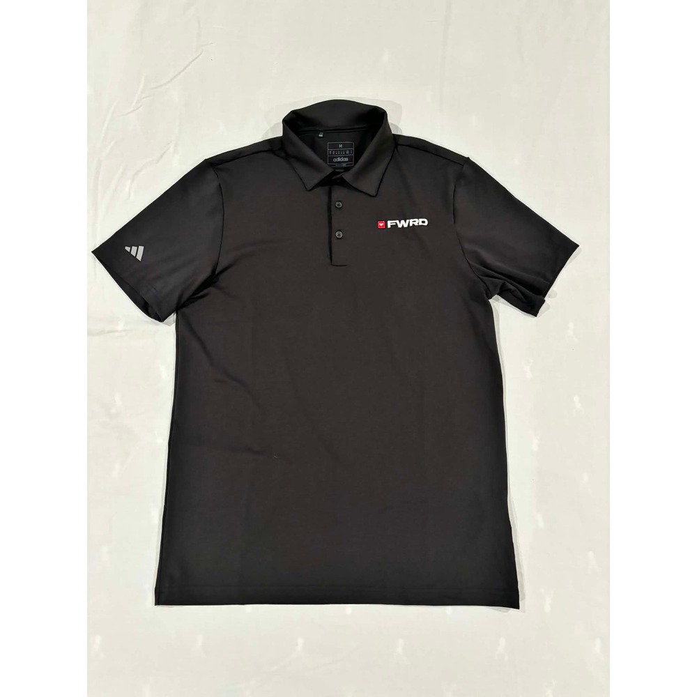 Adidas Mens Black FWRD Logo Performance Golf Polo Shirt Size Medium